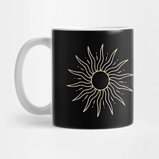 bohemian astrological design with sun, stars and sunburst. Boho linear icons or symbols in trendy minimalist style. Modern art Mug